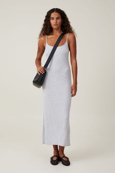 STAPLE 90S SLIP MAXI DRESS Casual Summer Maxi Dress For Everyday, Casual Spring Everyday Maxi Dress, Casual Spring Maxi Dress For Everyday, Slip Maxi Dress, Urban Apparel, Grey Maxi Dress, Midi Slip Dress, Blouse Jeans, Comfort Wear