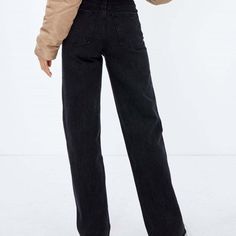 10653179 Baggy High Waist Solid Jeans, High Waist Relaxed Fit Jeans, Casual High Rise Non-stretch Jeans, Non-stretch High Rise Casual Jeans, High Waist Cropped Jeans For Streetwear, High Waist Baggy Solid Jeans, Black High Waist Cropped Jeans For Spring, Black High-rise Cropped Jeans, High Waist Solid Color Flare Jeans