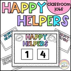 happy helpers classroom poster with the words happy helpers and numbers for each student