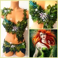 Poison Ivy Kostüm, Nature Costume, Mother Nature Costume, Ivy Costume, Poison Ivy Cosplay, Poison Ivy Costumes, Edc Outfits, Rave Costumes, Edm Rave