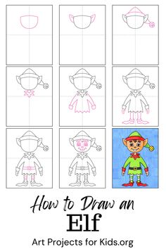 how to draw an elf for kids