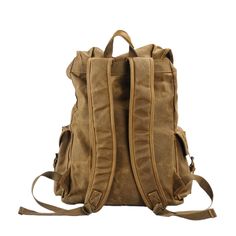 Vintage Waxed Canvas Backpack for School Outdoor Retro Leather Travel Backpack With Adjustable Strap, Rugged Large Capacity Bags For Outdoor Activities, Rugged Large Capacity Outdoor Bags, Rugged Bag With Waxed Finish For Outdoor Activities, Casual Rectangular Leather Backpack For Outdoor, Vintage Bags With Large Capacity For Outdoor Activities, Vintage Large Capacity Bags For Outdoor Activities, Vintage Bags For Outdoor Activities With Large Capacity, Vintage Canvas Backpack With Adjustable Strap