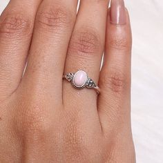 "Pink Opal Ring, 925 Sterling Silver Ring, Oval Gemstone Ring, October Birthstone Ring, Handmade Silver Jewelry, Minimalist Ring, Women Ring Gemstone Name - Pink Opal Stone Quality - AAA  Weight - 1.58 gm Stone Shape - As shown in the picture Ring Size - All Ring Size Available  We serve complete 925 sterling silver Jewelry and genuine properties of the stone.  The products are dispatched from the small business from UK. Product Quality and Packaging - Our all products are 925 Silver Stamped whi Dainty Oval Cabochon Promise Ring, Dainty Oval Cabochon Gemstone Rings, Delicate Oval Sterling Silver Rings, Dainty Oval Sterling Silver Stackable Rings, Dainty Oval Sterling Silver Crystal Ring, Delicate Silver Oval Crystal Ring, Adjustable Oval Birthstone Ring, Handmade Oval Birthstone Ring, Opal Jewelry Ring