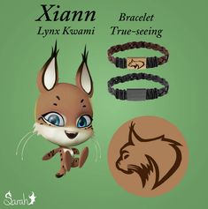 an animal head with two bracelets attached to it's face and the words, xi