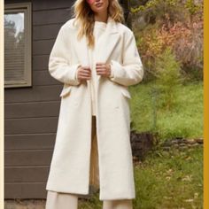 New With Tags! Breezy City Fall Pocketed Coat Size Extra Large Fully Lined Chest 26" Length 45" Sleeve 24" Winter White Long Outerwear For Spring, White Long Coat With Pockets, Oversized Off White Fall Outerwear, Oversized Off White Outerwear For Fall, Off White Oversized Outerwear For Fall, Off White Outerwear For Work In Winter, Off White Long Sleeve Outerwear For Fall, Off White Long Sleeve Outerwear For Work, White Long Coat For Fall