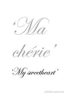 the words ma cheie's my sweetheart are shown in black and white ink