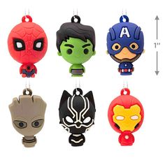 the avengers keychains have been designed to look like they are hanging from strings