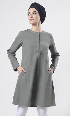 Grey Sober Everydaywear Front Open Button Long Tunic Casual Tunic Blouse With Buttons, Spring Workwear Tunic With Buttons, Button-up Tunic For Daywear, Casual Buttoned Tunic For Work, Long Sleeve Buttoned Tunic For Workwear, Long Sleeve Tunic With Buttons For Work, Long Sleeve Tunic With Buttons For Daywear, Relaxed Fit Button-up Tunic, Casual Tunic With Button Closure For Daywear