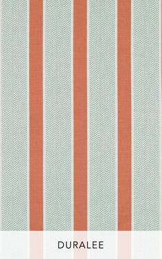 an orange and white striped wallpaper with the words duralee printed on it