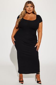 Available In Black, Heather Grey, Mocha, Olive, Red, And White. Maxi Dress Scoop Neckline Scoop Neck Short Sleeve Ribbed Stretch 60% Cotton 35% Polyester 5% Spandex Imported | Gemma Maxi Dress in Black size Large by Fashion Nova Black Stretch Seamless Midi Dress, Fitted Black Seamless Midi Dress, Fitted Seamless Black Midi Dress, Seamless Fitted Black Midi Dress, Solid Stretch Bodycon Dress With Scoop Neck, Stretch Bodycon Dress With Scoop Neck, Black Scoop Neck Midi Dress For Night Out, Black Fitted Scoop Neck Midi Dress, Stretch Midi Dress With Scoop Neck