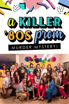 We love the 80s. We love parties. We love... murder?! Bring it together for a giant murder mystery game at the 1985 prom! It's gonna be rad! Night Of Mystery 80s Prom, Valentine Banquet, 80s Prom Party, 80's Prom, Mystery Party Game, Mystery Dinner Party, Mystery Parties, Women Activities, Mystery Dinner