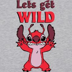 Cool and Comfortable Boys' T Shirt: Show off some extraterrestrial style with Leroy's wild side in vivid red on a classic gray tee!Delightful Disney Design: Perfect for every little Stitch enthusiast ready to unleash their inner 'wild' with each wear!This Disney t-shirt is essential for any young fan of the mischievous and lovable characters from Lilo and Stitch. It features Leroy, the unforgettable alien, in his signature red, set against a soft gray background. The bold "Let's Get Wild" text in matching red adds a playful touch to this tshirt, making it a great choice for everyday wear and Disney-themed adventures. Designed for comfort and style, it's sure to become a go-to favorite in any little Stitch fan's wardrobe. Tshirt Making, Kids Pajamas Boys, Lilo And Stitch Movie, Cool Disney, Disney Tshirt, Stitch Movie, Boys Tshirt, Disney T Shirt, T Shirt For Boys