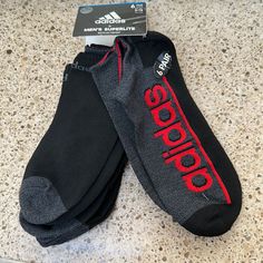 3 Pairs Black/Gray 3 Pairs Gray /Black With Red Adidas Print Superlite Aeroready Drying Technology Made Of Recycled Polyester/Spandex/Rubber Size 6-12 Shoe Socks Have Been Removed From Original Packaging Socks Adidas, Shoe Socks, Adidas Socks, Football Gloves, Soccer Socks, Football Socks, Adidas Soccer, Adidas Trefoil, Red Adidas