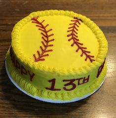 a birthday cake with a baseball on it