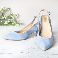 "Mila - elegant block heels made of high-quality suede leather. Perfect for bride or for bridesmaids. The universal model that coordinates flawlessly with any wedding outfit. The comfort of use is guaranteed by the soft leather insole, which adapts to the shape of the foot and absorbs excessive moisture. The shoes, refined in the smallest details, provide a comfortable and stable base for many gowns. Heels height 4.5 cm = 1.75\" Sizes UK, EU, US and feet dimensions in centimeters and inches 3 UK / 36 EU / 5 US insoles length 23.5 cm = 9.2\" 4 UK / 37 EU/ 6 US insoles length 24 cm = 9.4\" 5 UK / 38 EU / 7 US insoles length 24.5 cm = 9.7\" 6 UK/ 39 EU/ 8 US insoles length 25.5 cm = 10\" 7 UK / 40 EU / 9 US insoles length 26 cm = 10.3\" 8 UK / 41 EU / 10 US insoles length 26.5 cm = 10.5\" The Wedding Shoes Colourful, Elegant High Heel Suede Slingback Sandals, Elegant Suede Closed Toe Slingback Sandals, Elegant Suede Slingback Heels, Party Suede Closed Toe Slingback Pumps, Suede Slingback Pumps For Party With Closed Toe, 4-inch Suede Slingback Heels, Suede Slingback Heels With 4-inch Heel, Suede Closed Toe Slingback Pumps For Party