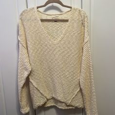 Nwot Universal Thread Chunky, Boho Sweater! This Is Soooo Cute! Ivory Color, Loose Style Knit! Pit To Pit Is 22”, Length 26”, Slouchy Shoulder, Non Smoking Home Casual Off-white V-neck Sweater, Cream Cotton V-neck Sweater, Cream Open Knit Cotton Sweater, Cream Cotton Open Knit Sweater, Beige Open Knit Cotton Sweater, Beige Cotton Sweater With Open Knit, Beige Cotton Open Knit Sweater, Boho Sweater, Loose Style