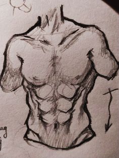 a drawing of a man's back with no shirt on, it appears to be drawn