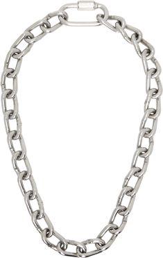 Curb chain necklace in silver-tone steel. Logo-engraved carabiner fastening. Supplier color: Silver Engraved Carabiner, Buy Apartment, Steel Logo, Curb Chain Necklace, Accessories Jewelry Necklace, Silver Chain Necklace, Curb Chain, Silver Pendant Necklace, Silver Necklaces