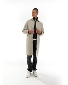 Jacket by ASOS DESIGN Next-level layering Spread collar Button placket Side pockets Centre vent Regular fit Long Sleeve Gabardine Pea Coat With Pockets, Gabardine Pea Coat With Pockets, Khaki Outerwear With Lapel Collar And Double Button, Khaki Outerwear With Double Button And Lapel Collar, Khaki Lapel Collar Outerwear With Double Button Closure, Khaki Button-up Outerwear With Double Button Closure, Fall Long Single Breasted Raincoat, Long Single-breasted Fall Raincoat, Fall Long Single-breasted Raincoat