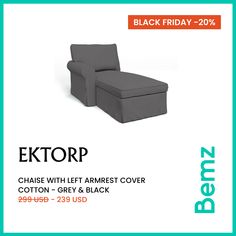 a chair with left armrest cover and foot rest is shown in black friday - 20 % off