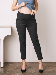 Best Seller flattering straight leg fit black maternity trouser, super soft mid waist, slightly loose at upper leg, It comes two length for your convenience. Soft jersey fabric Ankle length Two way stretch Slant front pockets Wash cold Perfect pair to wear for the weekend out or for work. Multi-function pants! In-seem Versatile Black Cropped Leg Bottoms, Maternity Pants With Elastic Waistband, Casual Maternity Pants With Relaxed Fit, Comfort Stretch Cropped Pants For Work, Comfort Stretch Cropped Leg Pants For Workwear, Casual Relaxed Fit Maternity Pants, Comfort Stretch Black Bottoms For Workwear, Casual Maternity Pants With Elastic Waistband, Versatile Black Cropped Leg Pants