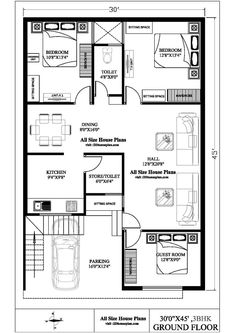 the floor plan for a two story house with an attached garage and living room area