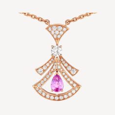 18K Rose gold set with diamonds & Pearl
Pear-shaped Rubellite, A Round Brilliant-cut Diamond And Pavé Diamonds
Necklaces Chain: 41 - 45 cm adjustable, Pendant Height: 2,6 cm
Moissanite Diamonds (Carats): 0.46 Pear Shaped