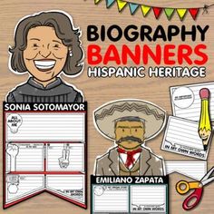 Celebrate the lives + accomplishments of 40 important Hispanic men + women throughout history with these research pennants!This is the perfect project for National Hispanic Heritage Month (September 15 - October 15)-- or any time you want your students to study inspirational figures while developing... Hispanic Heritage Month Bulletin Board, Intermediate Spanish, Biography Project, Month Ideas, 15 October, Hispanic Men, Cesar Chavez