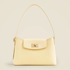 Edie Shoulder Bag In Italian Leather Item Style: Cb970 Size: One S Color: Pale Corn Yl5613 Cream Yellow, Leather Items, Italian Leather, Corn, J Crew, Shoulder Bag, Cream, Yellow, Leather