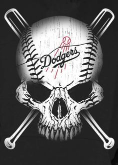 a black hoodie with a skull and baseball bats on it's side that says dodgers