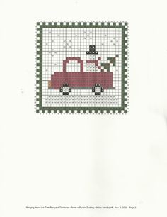 a cross stitch pattern with a red car