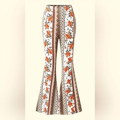 Boho Pants, Women's Patchwork Print High Rise High Stretch Flared Leggings Xl14 Size Labeled On Item Is 'Xxl', Same As Us '14' Y Waist Size: 33.9in Hip Size: 44.5in Bottom Length: 41in Product Details Material:Polyester Style:Street Care Instructions: Machine Washable, No Dry Clean Seasons:Spring/Summer/Fall Type:Flare Leg Fabric:High Stretch Sheer:No Patterned:Random Print Details:None Printing Type:Random Printing Composition:100% Polyester Weaving Method: Knit Fabric Item Id:Ta18668 Retro White Pants For Fall, Non-stretch White Pants With Floral Print, Non-stretch White Floral Print Pants, White Non-stretch Floral Print Pants, Trendy White Floral Print Pants, Non-stretch White Printed Bottoms, White Stretch Printed Pants, White Floral Print Trousers, Red Printed Wide Leg Bottoms