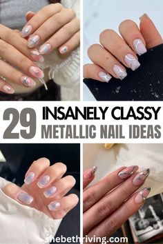 Metallic Nail Designs Metallic Accent Nails, Metallic Design Nails, Metallic Nail Ideas, Popular Nail Trends, Metallic Nail Designs, Metallic Nail Art, Metallic Nail