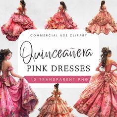 Princess Style Quinceanera Dress, Pink Princess Style Quinceanera Dress, Pink Princess Quinceanera Dress For Party, Pink Princess Style Quinceanera Dress For Party, Birthday Party Elegant, Fashion Birthday Party, Quinceañera Invitations, Princess Clipart, Dress Clipart