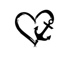 an anchor in the shape of a heart with an arrow on it's side