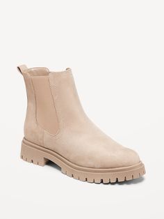 Chunky Heel Chelsea Boot | Old Navy Old Navy Chelsea Boots, Cream Chelsea Boots Outfit, Beige Chelsea Boots, Tan Chelsea Boots, Chelsea Boots Outfit, Fancy Footwear, Women's Shoes Accessories, Cropped Cardigan Sweater, Tan Boots