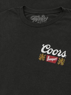 a black t - shirt with the words coors banquet on it's chest