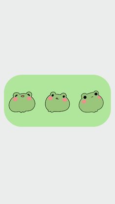 three cartoon animals sitting in the middle of a green area with pink cheeks and eyes