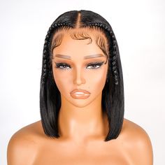 Alipearl High Quality 10 Inches Short Straight 13*4 Lace Frontal Wig For Women Braided Bob Wig With Baby Hair Human Hair Braiding Wigs Very Natural Braiding Wigs, Braided Bob, Lace Closure Bob, Bob Braids, Short Braids, Human Braiding Hair, Hair Braiding, Short Bob Wigs, Frontal Wig