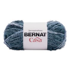 yarn ball with the name bernat casa on it in blue and grey colors