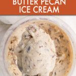 an ice cream in a blender with the words butter pecan ice cream