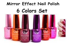 Mirror Effect Nail Polish, Trendy Mirrors, Chrome Nail Polish, Dark Nail Polish, Braid Accessories, Metallic Nail Polish, Chrome Effect, Beauty Supplies, Magic Mirror