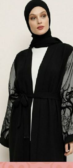 Black Unlined Abaya Polyester Size Medium Black Long Sleeve Abaya For Fall, Elegant Fitted Black Abaya, Elegant Black Abaya For Formal Occasions, Elegant Black Formal Abaya, Black Long Abaya For Spring, Long Black Abaya For Spring, Spring Black Long Abaya, Long Black Spring Abaya, Spring Evening Long Sleeve Abaya