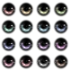 an image of many different colored eyes