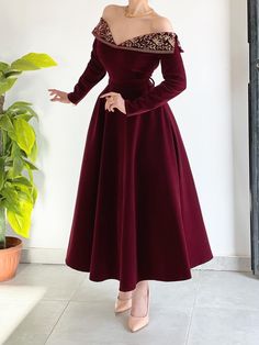 Wine Red Prom Dress, Off Shoulder Party Dress, Burgundy Prom Dresses, Burgundy Prom, Dark Red Dresses, Wine Dress, Velvet Bridesmaid Dresses, Soiree Dress, Women Dresses Classy