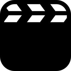 a black and white movie icon with three arrows