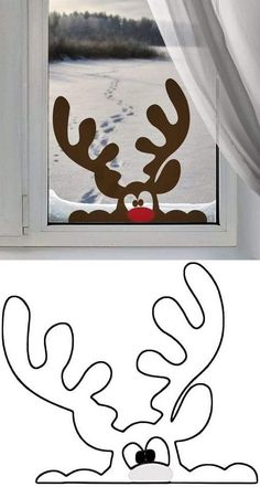 Easy Christmas Window Display, Holiday Window Decorating Ideas, Christmas Decorating Diy, Diy Window Decor Ideas, Window Christmas Decor Ideas Diy, Diy Christmas Decorations Bedroom, Christmas Window Painting Template, Classroom Winter Decorations, Christmas Decor Ideas For Windows