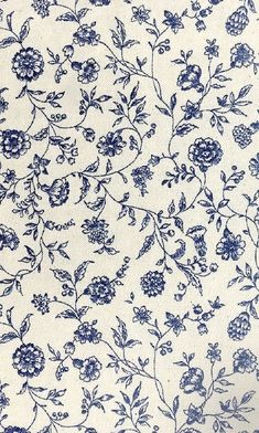 a blue and white floral pattern on fabric