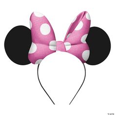 a minnie mouse ears headband with white polka dots