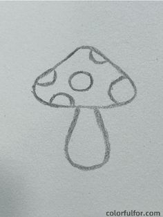 a pencil drawing of a mushroom on paper